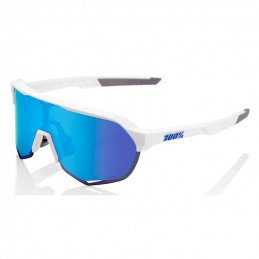Lunettes 100% S2 Matte White Hiper Blue Multilayer Mirror lens