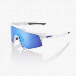 LUNETTES 100% SPEEDCRAFT LL Matte White / Blue (blanc/bleu) - Ecran HiPER miroir bleu